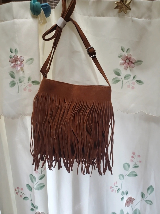 Handbags - Brown Fringe Suede Crossbody Bag